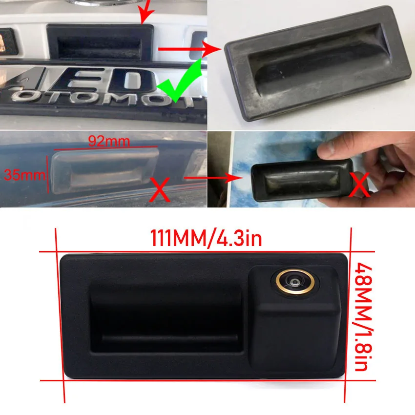 CCD HD AHD 1080P الجذع مقبض كاميرا الرؤية الخلفية لفولكس واجن العلبة 2015 2016 2017 2018 2019 سيارة احتياطية عكس شاشة ركن السيارة