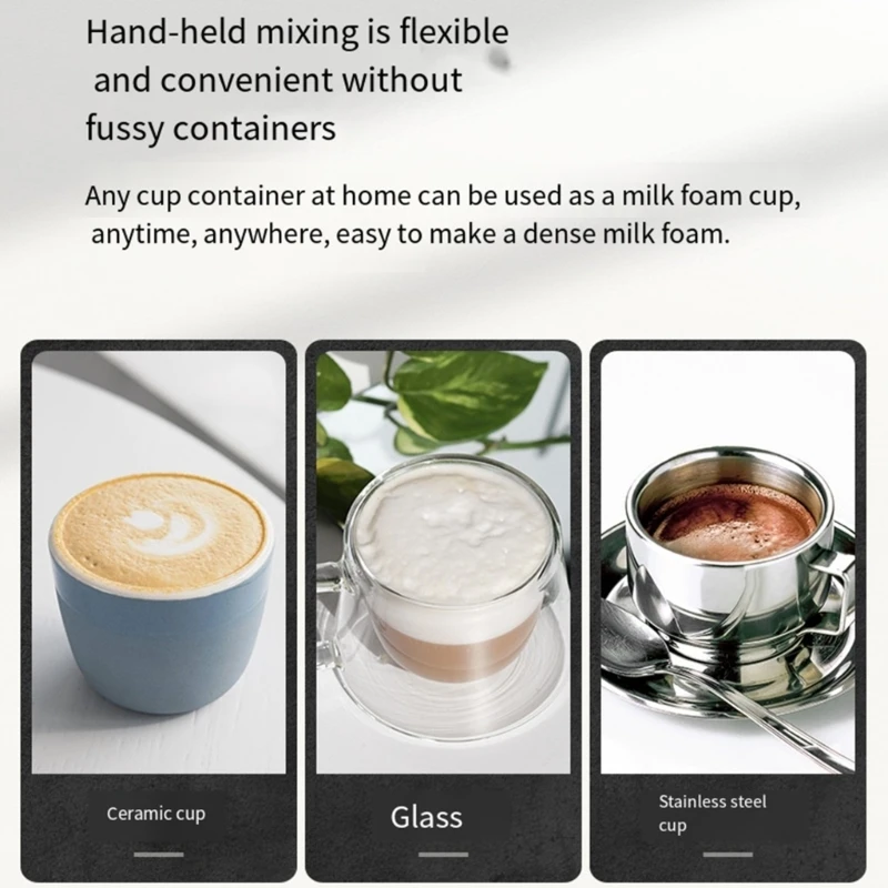 Electric Milk Frother Handheld Electric Whisk Powerful Mini Drink Mixer Rechargeable Milk Foamer Milk Stirrer for Hot Drinks