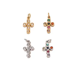 5pcs Stainless Steel Handmade Cross Charms Zirconia Inlayed Tiny Cross Pendant For DIY Necklace Earrings Jewelry Making
