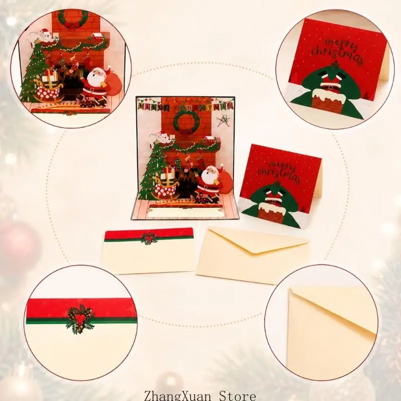 Weihnachtsgrußkarte mit Musik und 3D-Weihnachtspapierdesign 3XUF – Detail 5