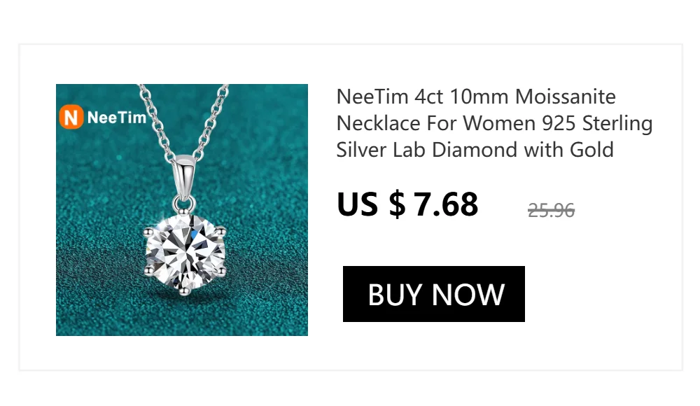 NeeTim D Color Moissanite Ring 925 Sterling Silver with White Gold Plated Sparkling Rings for Women Wedding Band Jewelry Gifts
