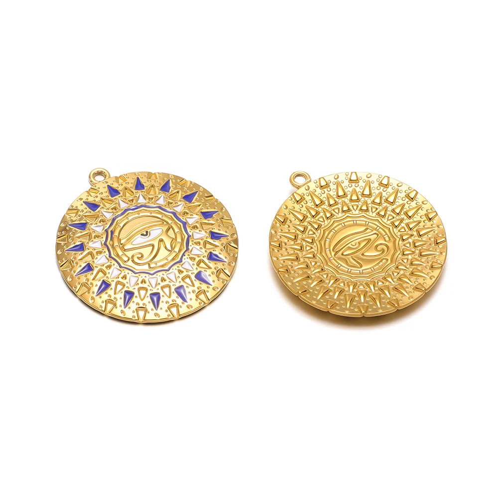 

2Pcs 18k Gold Color Stainless Steel Evil Eye Pendants Enamel Sun Charm for DIY Crafts Jewelry Making Earring Necklace Decoration