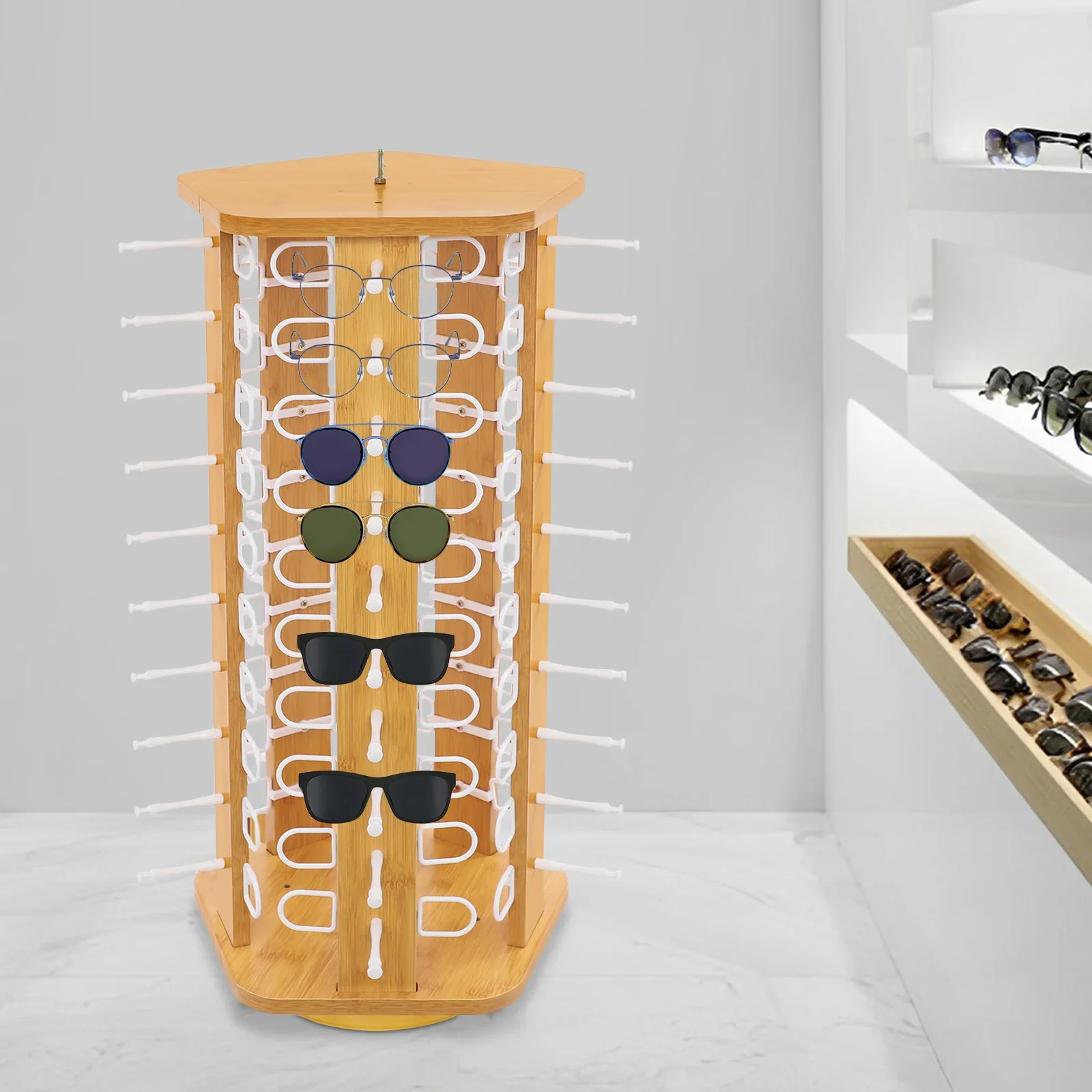 

Rotating Glasses Storage Display Stand, Modern Sunglasses Storage Organizer, Commercial Eyewear Display Rack