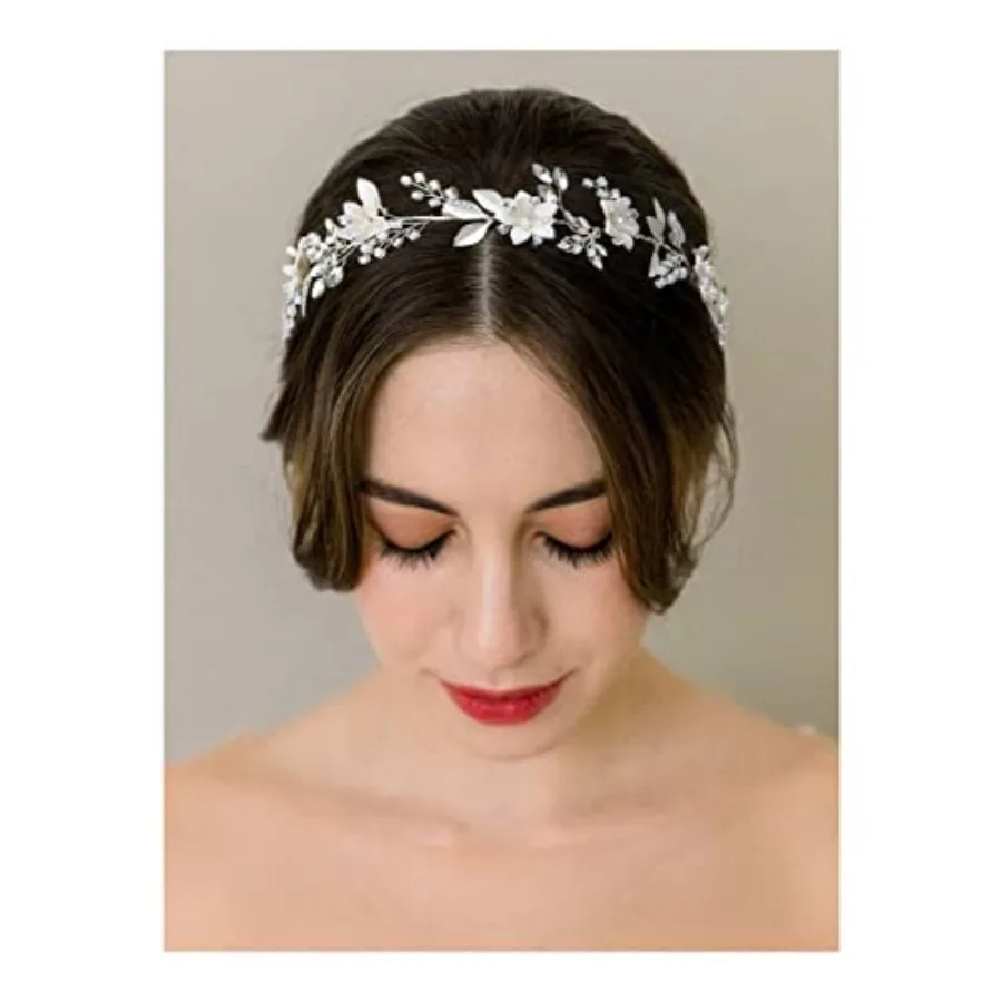 

Handmade Bridal Headband Wedding Hair Accessories for Brides Hair Pieces Floral Wedding Headpieces for Flower Girl Bridesmaid