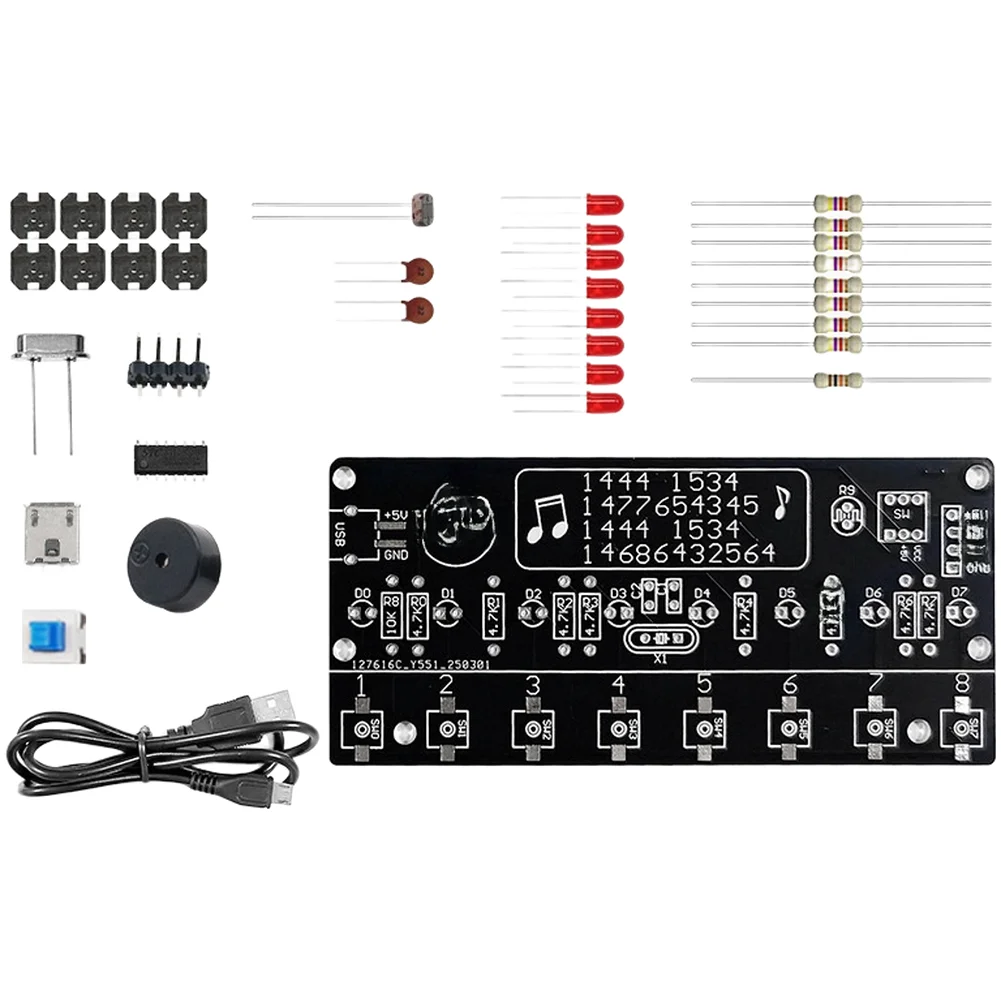 DIY Music Electronics Kit with Solderable PCB 8 Button Keyboard Light Dependent Resistor and Volume Tuning for Educational Use