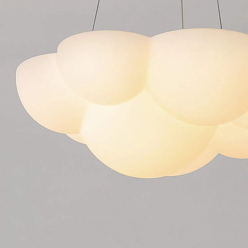 Modern Minimalist White PE Cloud Single LED Pendant Lamp Children's Bedroom Decoration Indoor Stepless Dimming Lighting Fixture