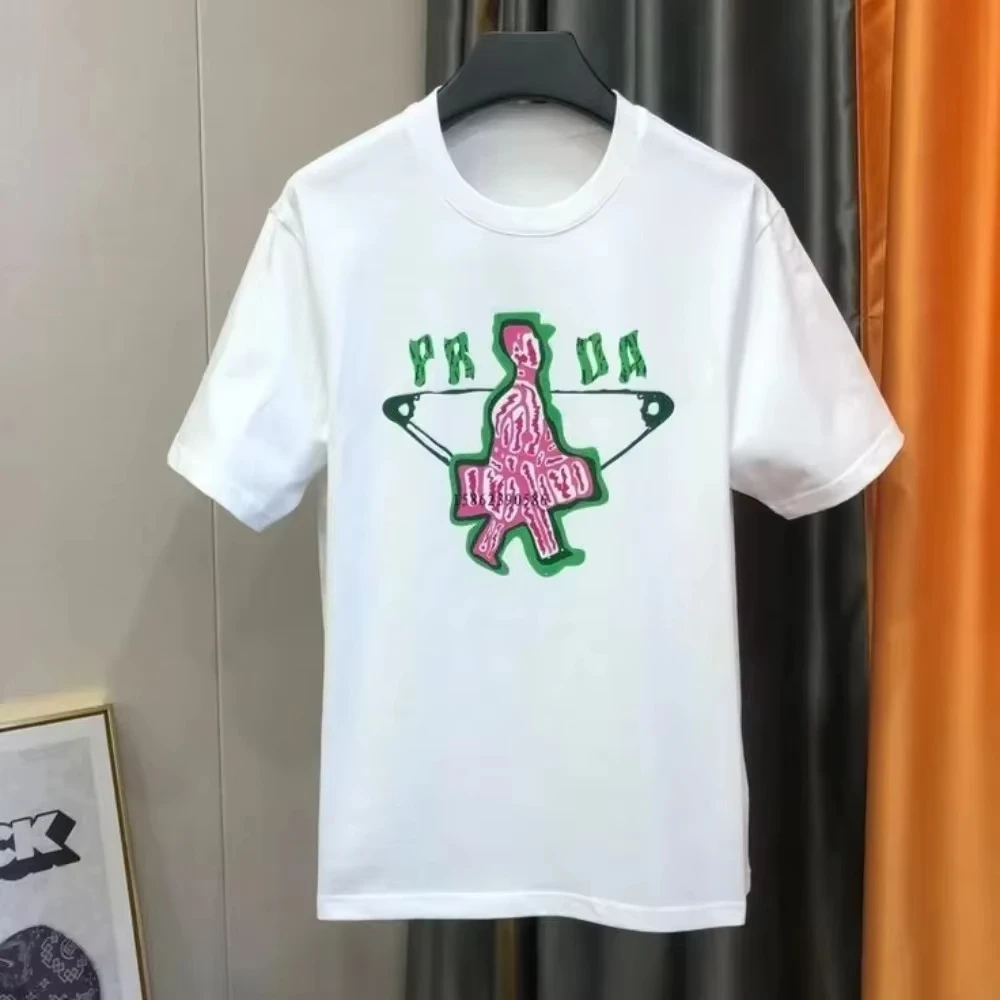 

2026 Latest Printed T-shirt Men Women Casual Comfortable T-shirt Loose Style Men's Round Neck Half Sleeve Bottom Shirt Ins