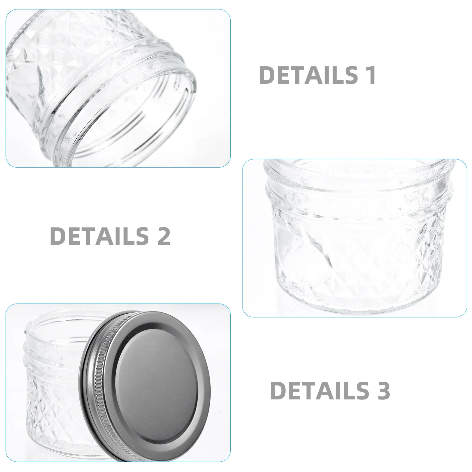 

6Pcs Sealed Glass Jars Transparent Storage Bottles for Kitchen Food Containers Honey Jam Pickle Transparent Glass Bottles