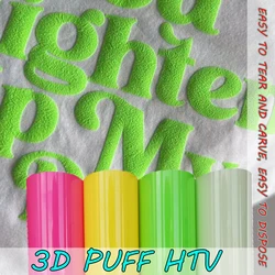 25x91cm 3D Puff Glow In Dark Sunlight Heat Transfer Vinyl Iron On Vinyl For HTV Luminous Fluorescent Color For Shirts