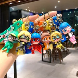 MIRACULOUS LADYBUG Cartoon miracle girl keychain cute doll couple bag charm anime surrounding car key chain wholesale