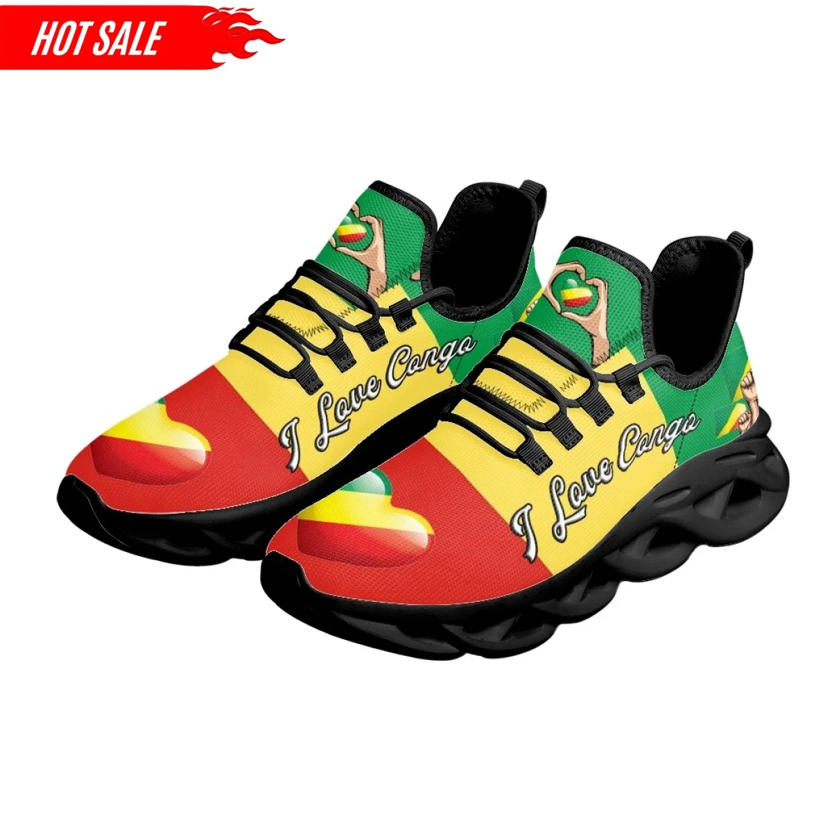 Men's Shoes Women Casual Sneakers Congo Flag Printing Fashion Lace-up Walking Male Summer Flats Footwear Shoes 2024