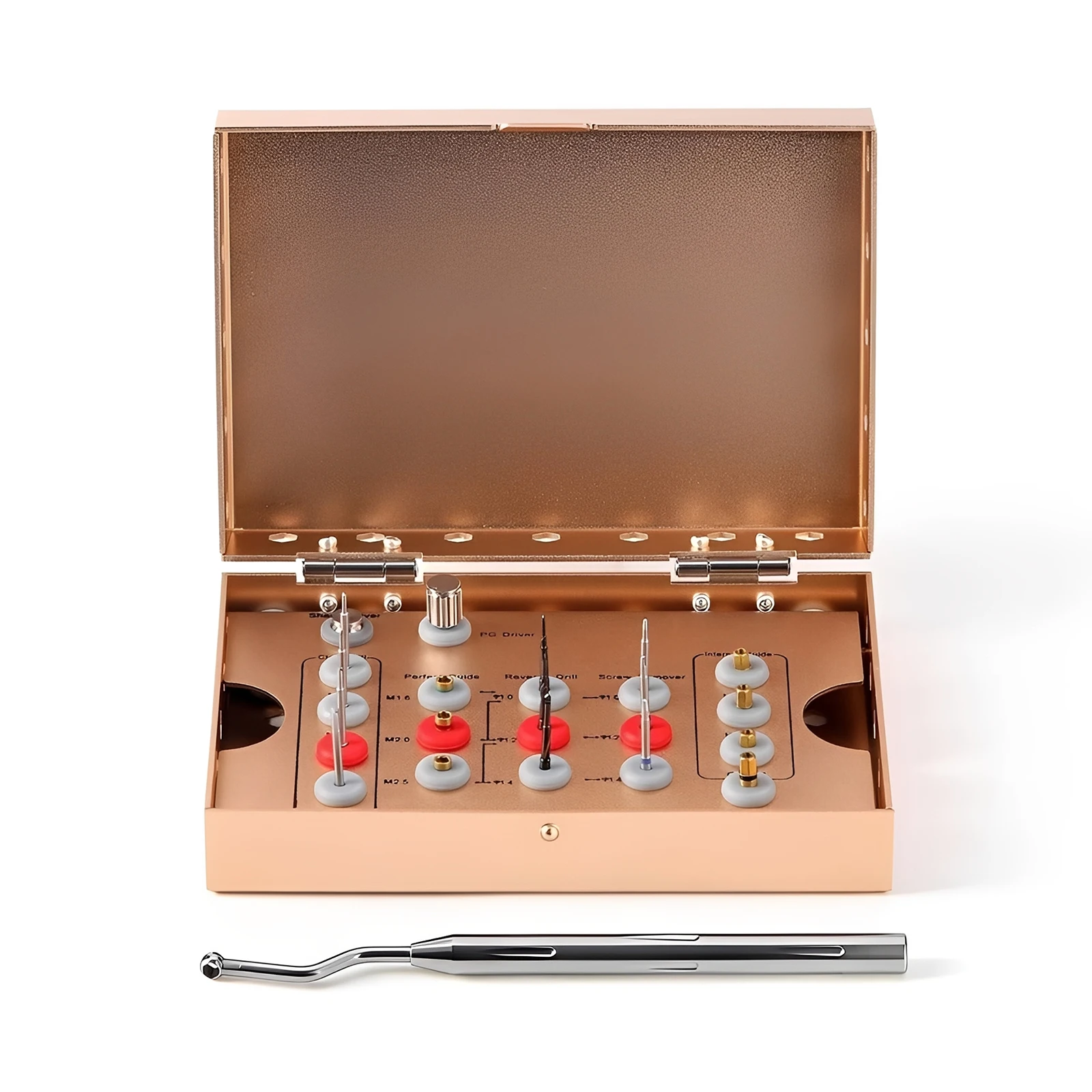 Dental Universal Implant Removal Kit Stainless Steel Screws Golden/Plastic Box Broken Screws Extract