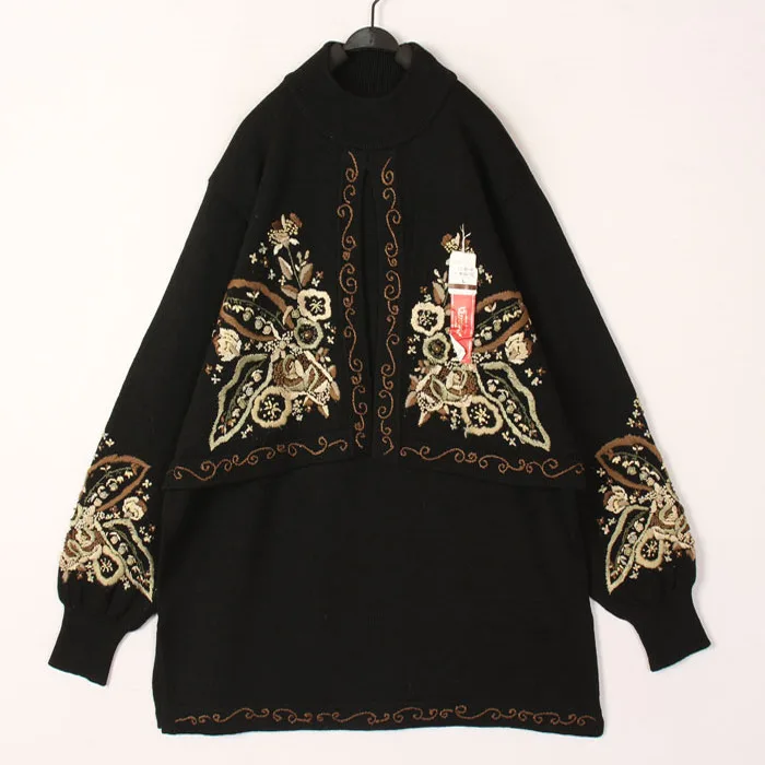 

Sweet Vintage Hooked Flower Woolen Sweater Overhead Coat Harajuku Style Korean Sweet Ethnic Women's Fashion Spring 2025