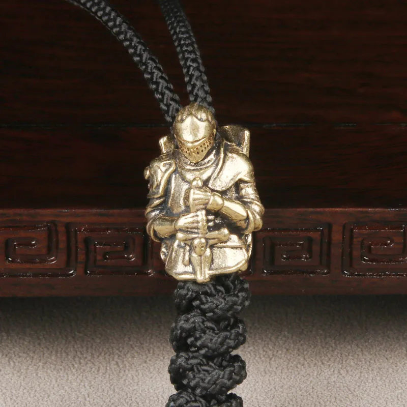 Brass Templar Knight Knife Bead Samurai EDC Paracord Pendant Handmade Accessories Charm Keychain Hanging Ornament Spacer Bead view 5