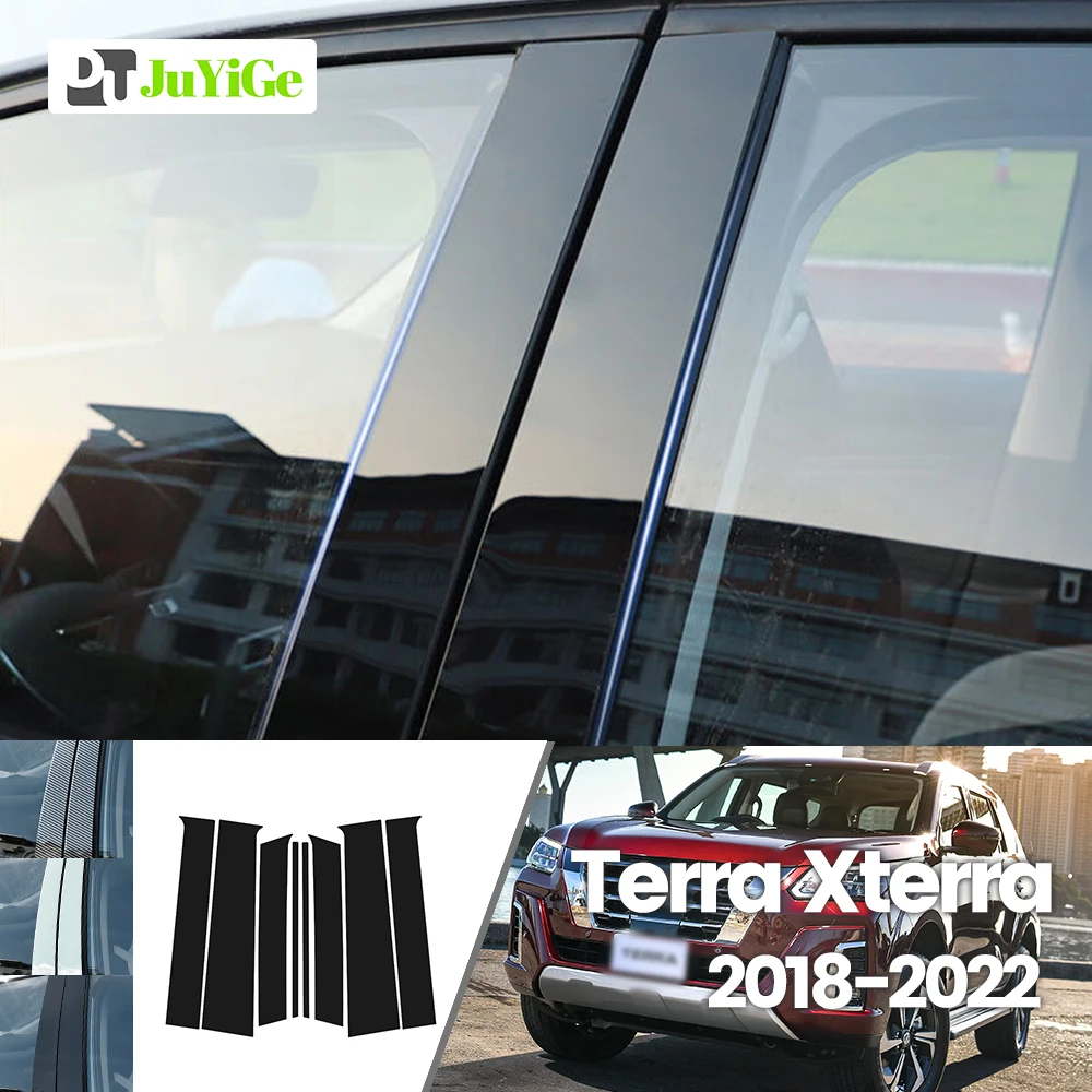 

Для Nissan Terra Xterra 2018-2022 2019 2020 2021 ярко-черное углеродное волокно оконная дверь B C наклейка