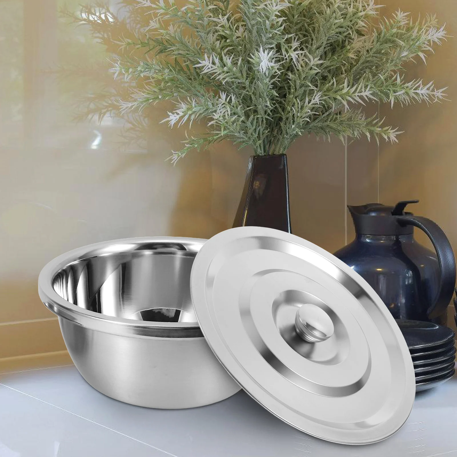 

1pc 25.5Cm Stainless Steel Seasoning Pot Lid Universal Oil Jar Cover Replacement Metal Lid For Kitchen Cookware Small Pan Covers
