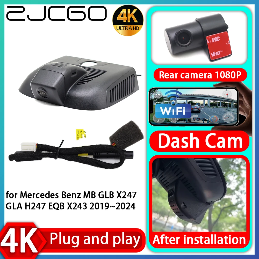 

ZJCGO UHD 4K 2160P Plug and Play DVR Dash Cam Video Recorder for Mercedes Benz MB GLB X247 GLA H247 EQB X243 2019~2024