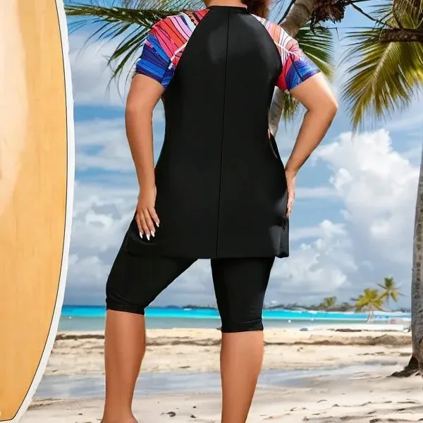 2024 stampa Tankini di grandi dimensioni 2 pezzi costume da bagno donna pantaloncini a vita alta costumi da bagno bagno femminile costume da bagno