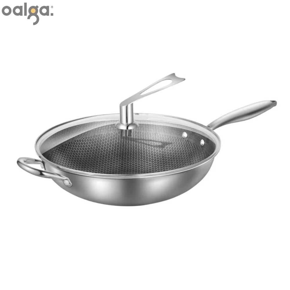 

Food-grade Stainless Steel Wok Double-sided Honeycomb Non-stick Wok Thickened Uncoated Woks Stainless Wok Pan Cast Iron Cookware
