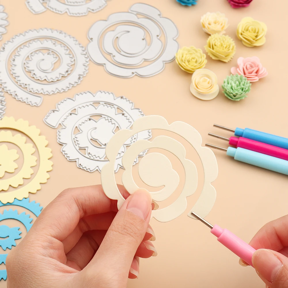 3D Spiral Rolling Flower Garland Metal Cutting Dies For DIY Scrapbooking Decoration Crafts Embossing Paper Card Making New 2023