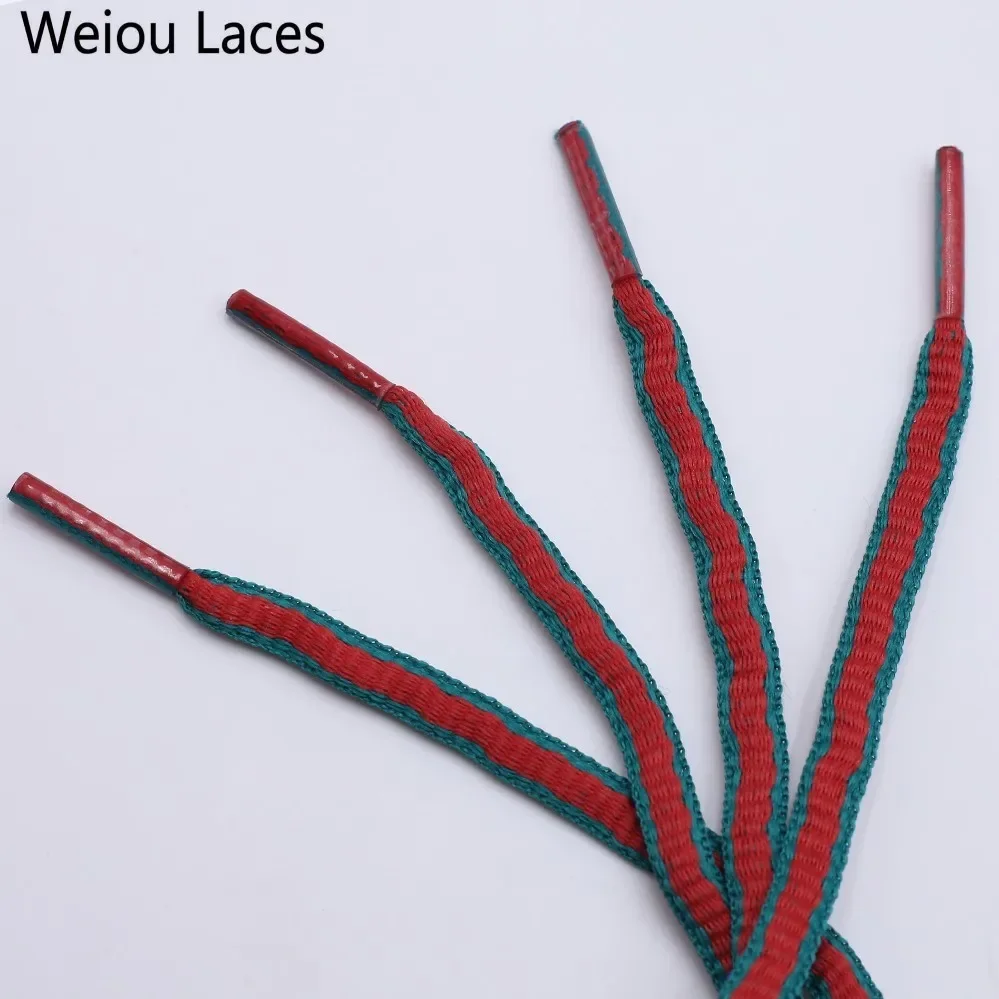 

Weiou 6mm Oval Green Red Two Toned Shoelaces Polyester Semicircular Laces Fashion Shoestrings Plastic Tips for Shoes Sneakers