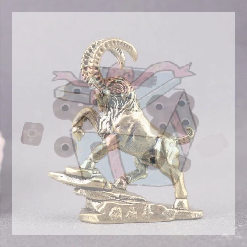【CC】Brass Mountain-Climbing Antelope Ram Figurine Vintage Style Decorative Ornament Tea Pet And Collectible Craft For Tabletops