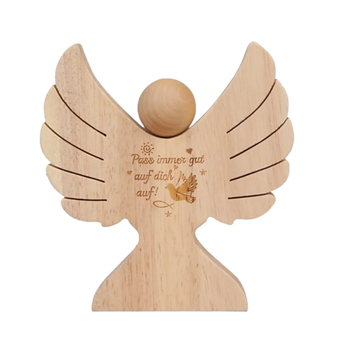 Wooden Angel with Engraving for Christening Guardian Angel Communion Boys Wooden Christening Gift Money Gift