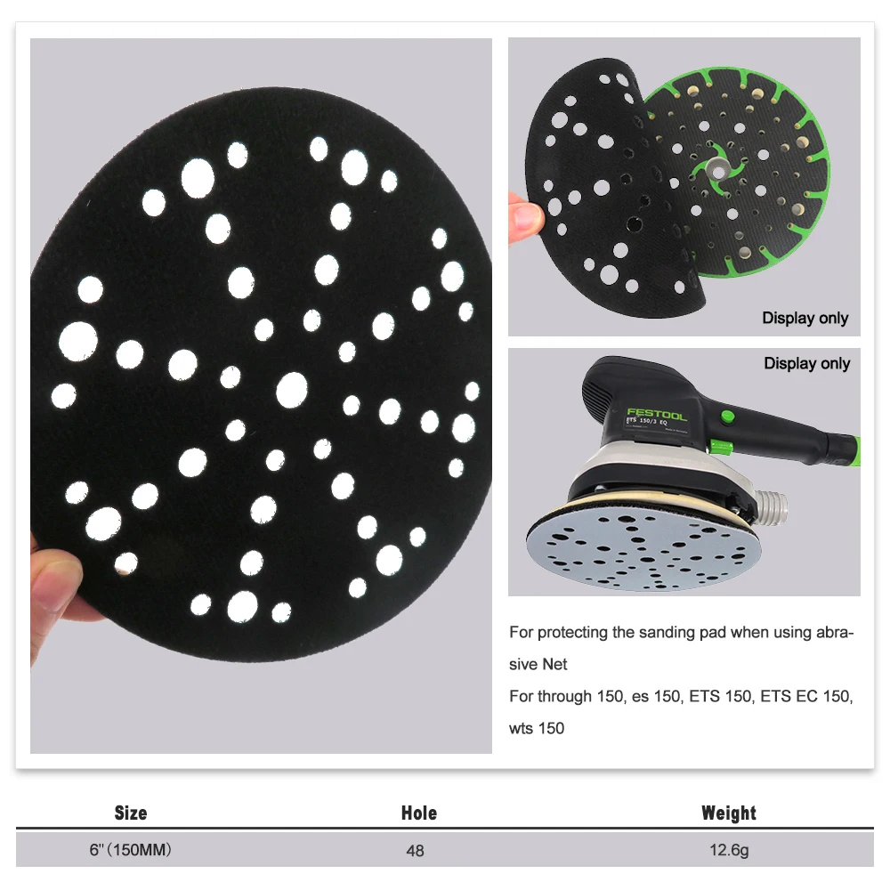 Imagem -05 - Disco de Proteção de Interface Pad Gancho e Loop 48 Furos para Lixadeira Festool Polimento e Moagem Ferramentas Abrasivas 150 mm Pcs