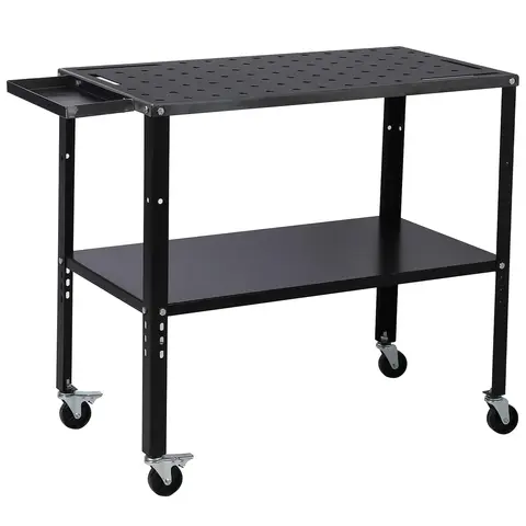 Welding Table 36"x19", 5/8-inch Fixture Holes Steel Welding Workbench Table, 1200lbs Capacity Welding Table Portable Work Bench