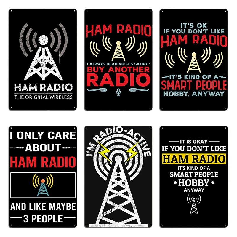 Ham Radio The Original Wireless Operator I Hear Voices Saying Metal Club Bar Character Wall Mural Living Room Tin Sign Poster