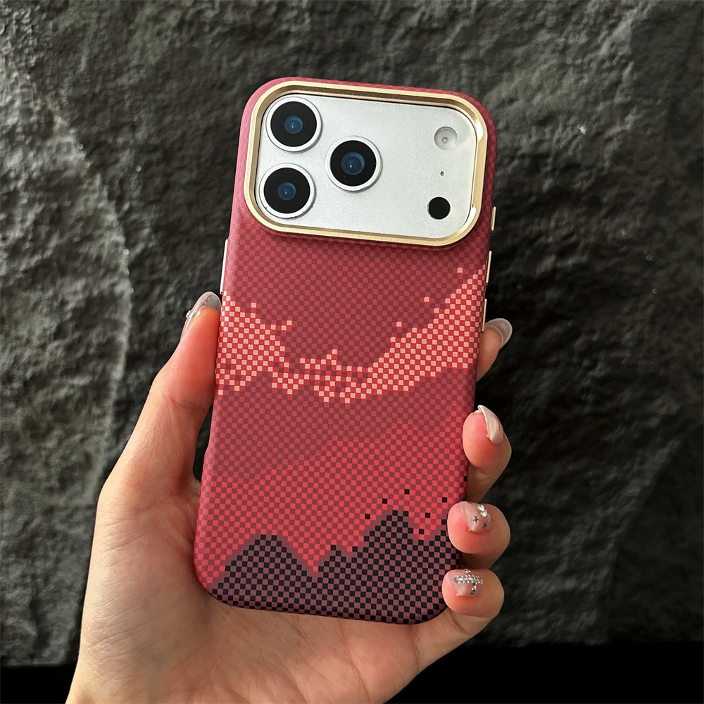 

Colorful Carbon Fiber Style Matte Case for iPhone 17 Air 16 14 15 Pro Max for Magsafe Wireless Charging Shockproof Hard Cover