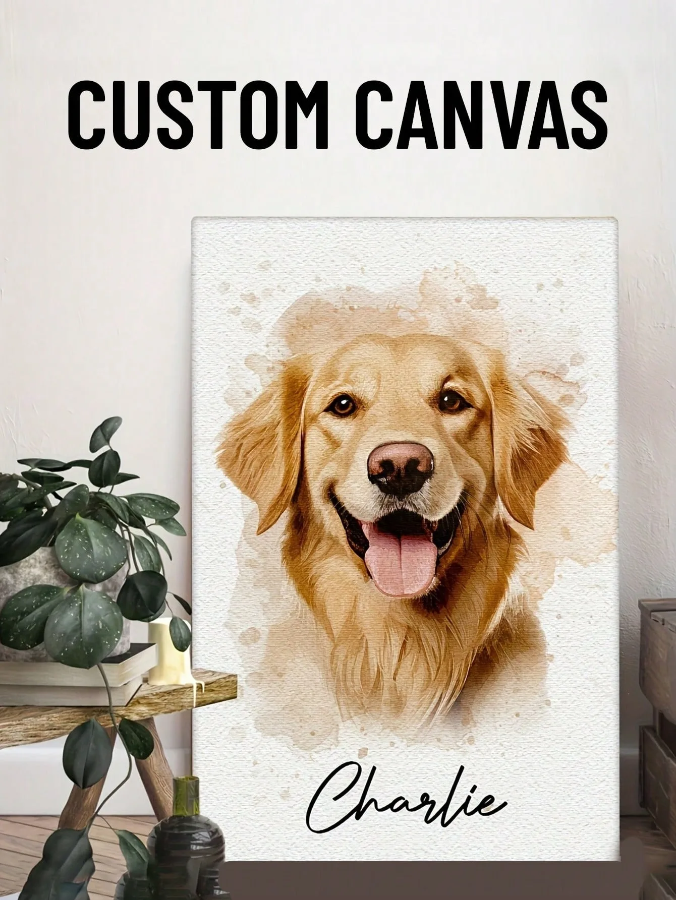Customized Watercolor Pet Portrait Photo Frame, Personalized Gift For Her/Him, Valentine's Day Gift, Custom Dog Memorial