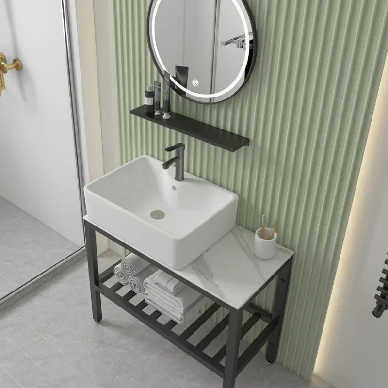 

Floor Stainless Steel Stone Plate Bathroom Cabinet Combination Integrated Washbasin Pedestal Basin Balcony Outdoor Wash Basin