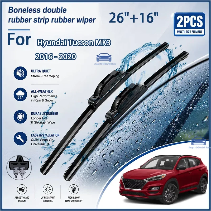 

26"+16" Front Wiper Blades For Hyundai Tucson MK3 2016-2020 Windshield Replacement Parts