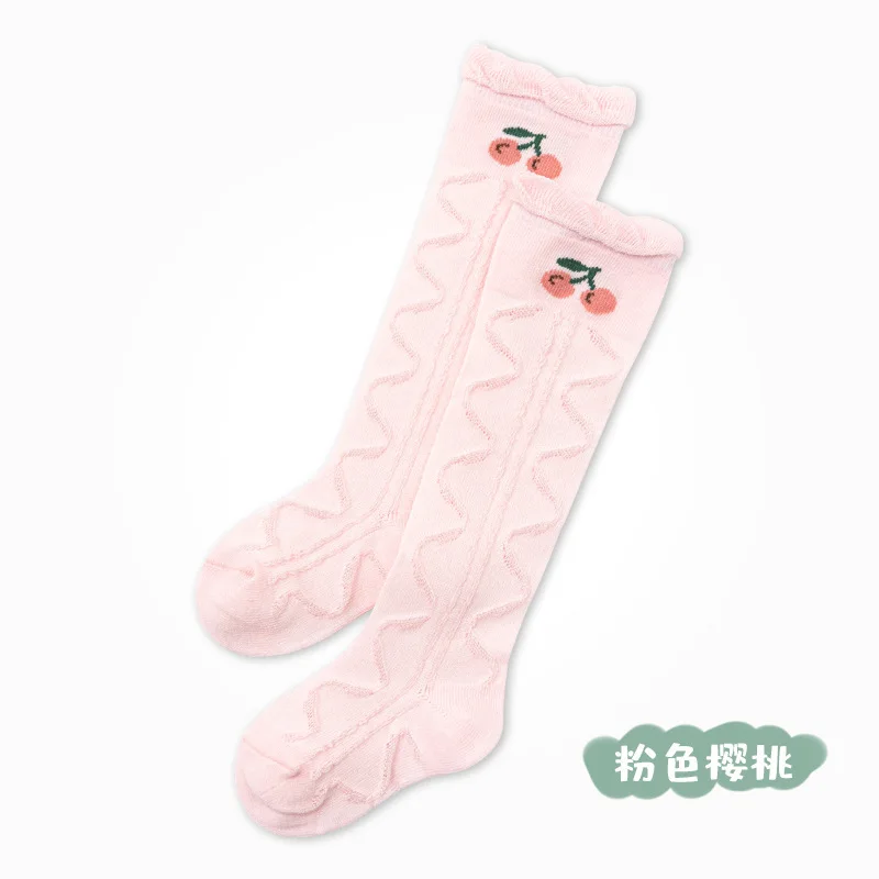 Chaussettes hautes en maille fine pour bébé et enfant, lot de 3 paires, chaussettes longues anti-moustiques, fruits de dessin animé, printemps et été