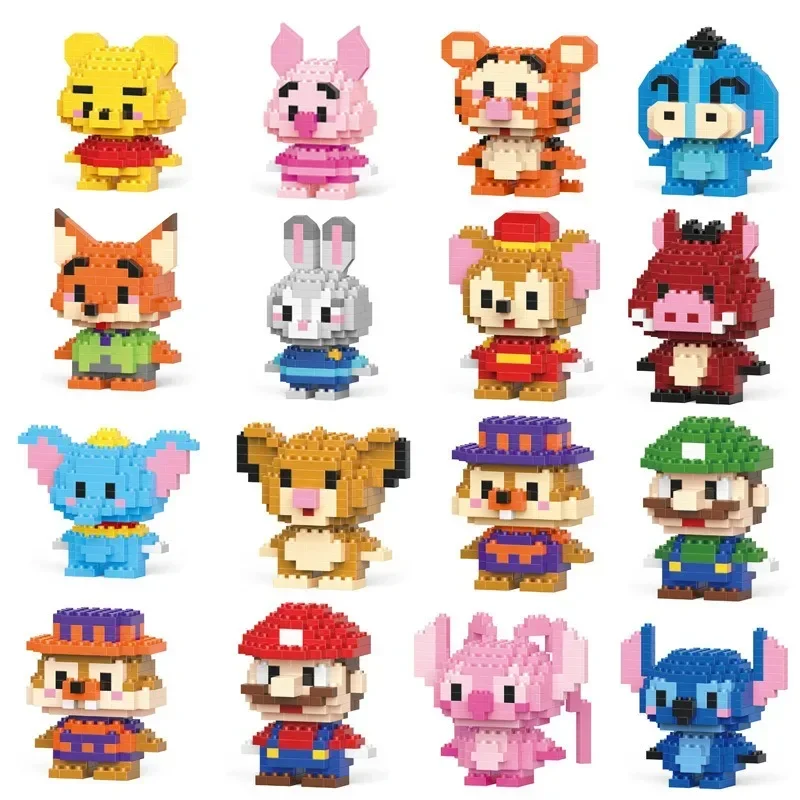 Disney-Cartoon Character Building Blocks para Crianças, Mini Block Toy, Pequenas Partículas, Modelo de Montagem, Puzzle Gift, Sanrio Stitching