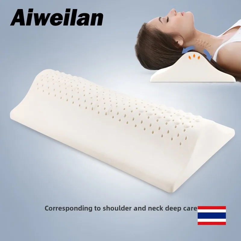 

Cervical Pillow Cylinder Traction Thai Latex Pillow Neck Protection Ergonomic Head Support Pillow for Back and Neck Pain Support