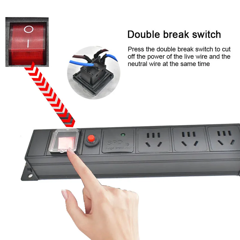PDU Power strip Network cabinet rack Desktop socket  Five hole national standard socke with Overload/Surge Protection