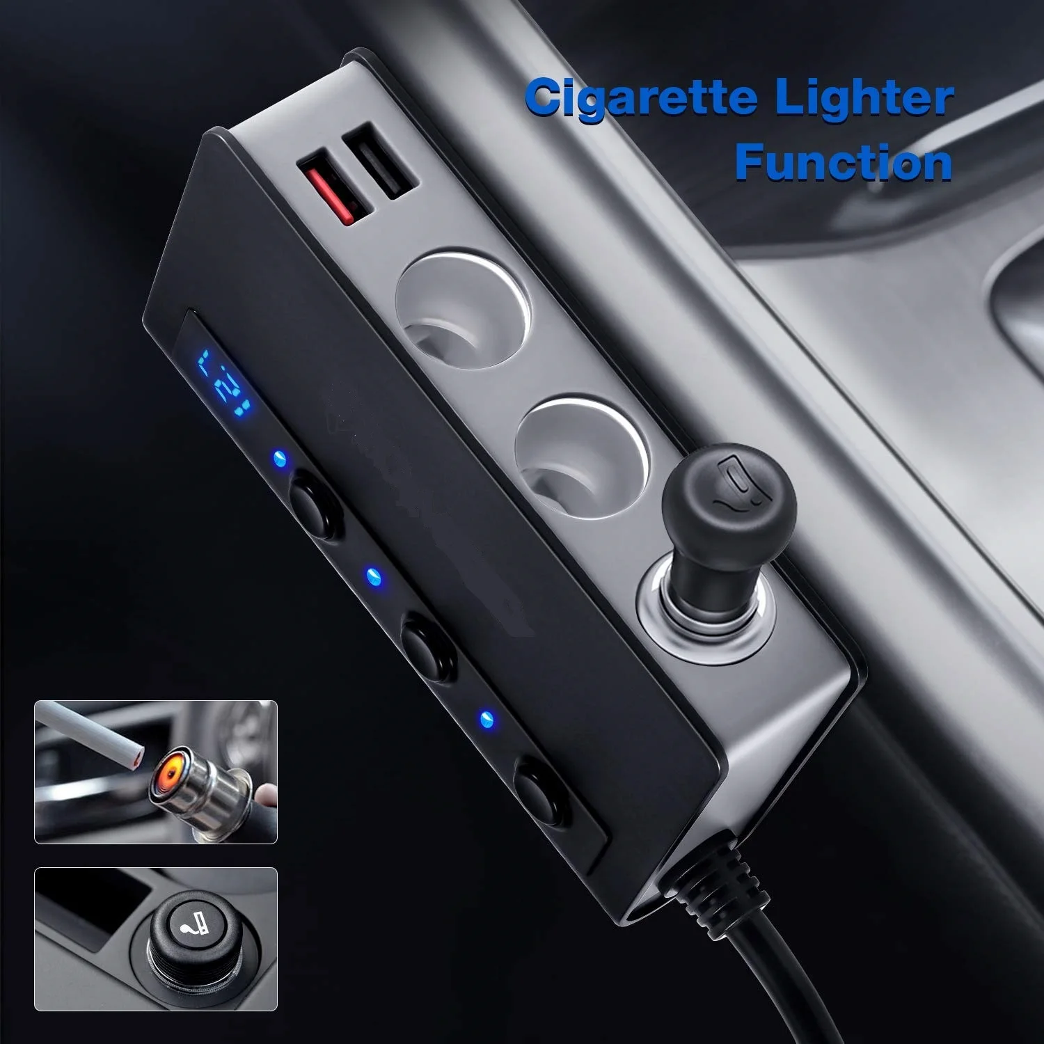 7 in 1 180W Quick Charge Car Cigarette Lighter Splitter USB Charging Socket 12V 24V For Phone IPad 3.0 Car Charger Adapter