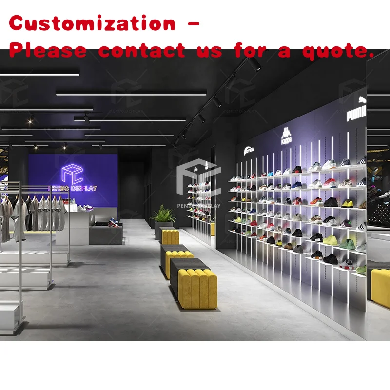 

custom.Black Style Boutique Sneakers Shop Decoration Ideas Custom Shoe Store Furniture Sneakers Display Athletic Equipment Store