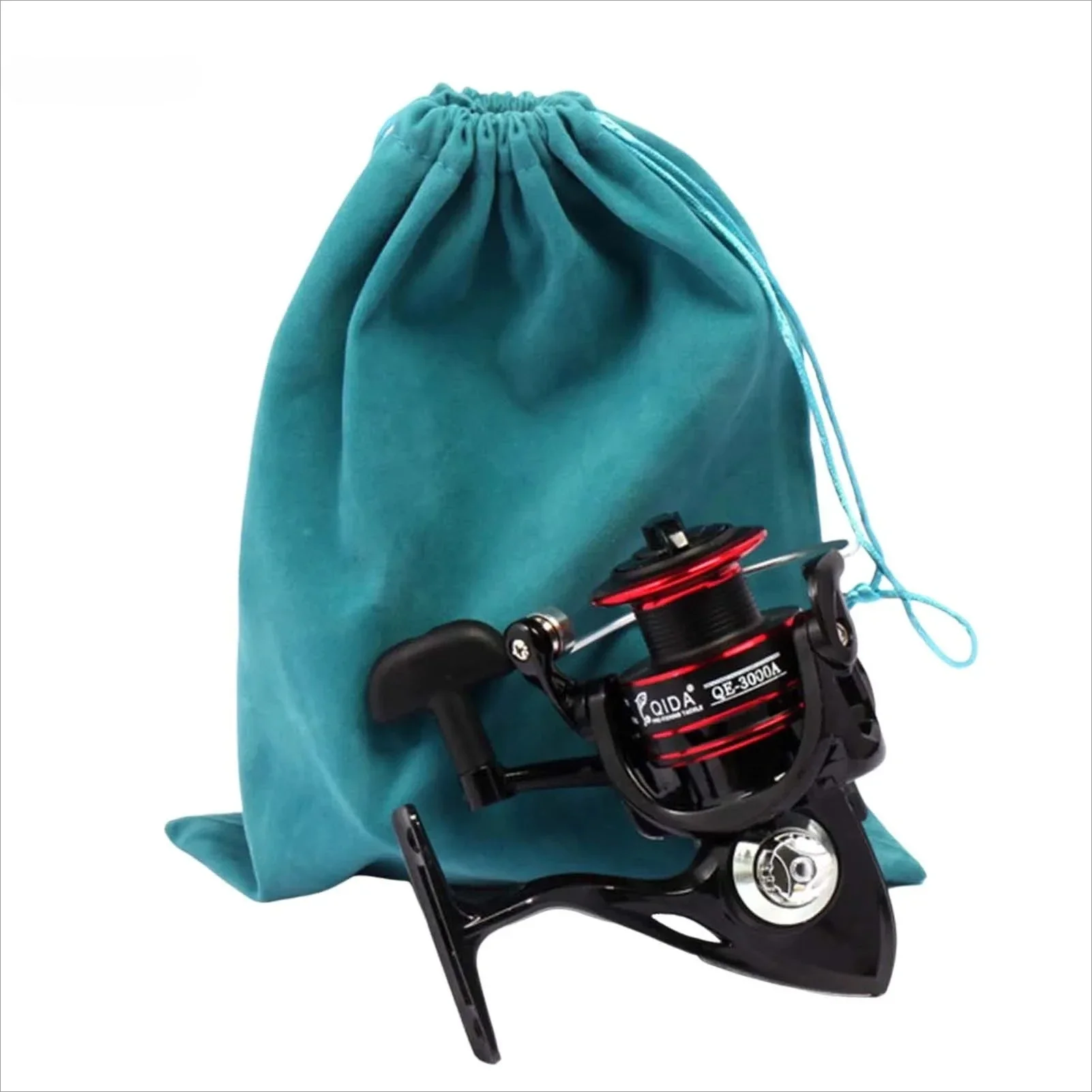 Bolsa de armazenamento de carretel de pesca portátil, proteção de roda com cordão, cor azul/preta, acessórios de equipamento de pesca para esportes ao ar livre