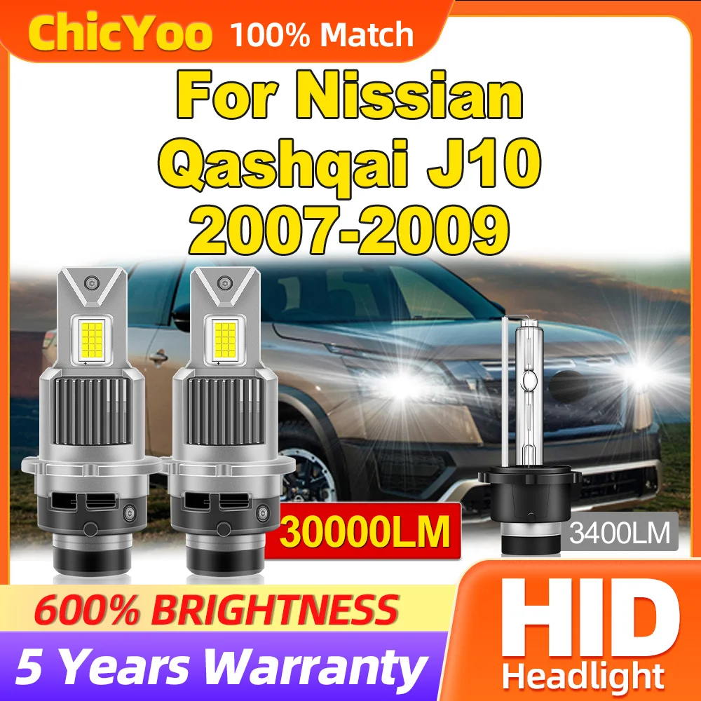 30000LM HID Xenon Headlamp Bulbs 300W LED Car Lights 6000K White 12V Xenon Headlights For Nissian Qashqai J10 2007 2008 2009