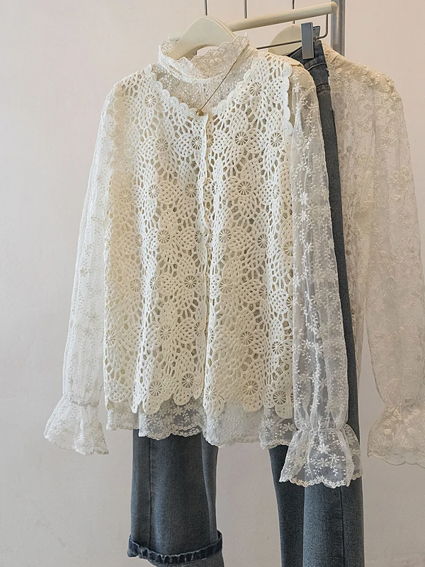 Lace Hollow out Vest Jacket Women's plus Size Beautiful Layering Tank Top Commute Style round Neck Loose Fit Regular Length