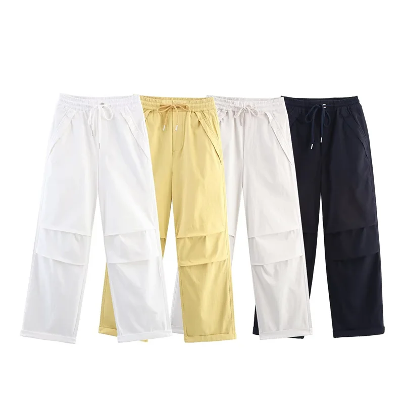 

Women's Trousers New Summer 2025 Solid Wash Cotton Strappy Cargo Pants Casual Sports Personality and Fashion