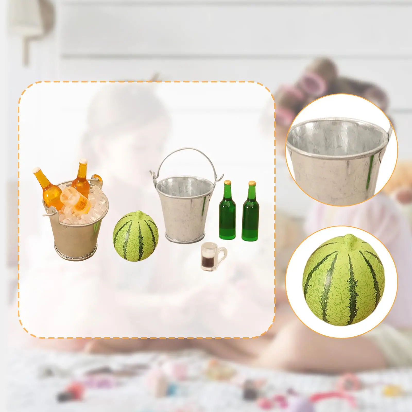 1:12 Bierfles Set Model Drink Cooling Emmer Speelgoed Gesimuleerde Hars Fantasiespel