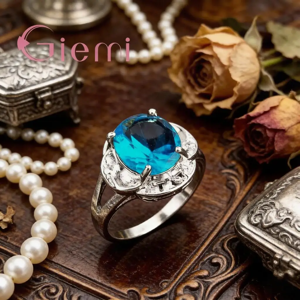 Attractive 925 Sterling Silver Geometric Crystal Zircon Finger Rings For Women Girls Anniversary Party Fashion Jewelry Gifts