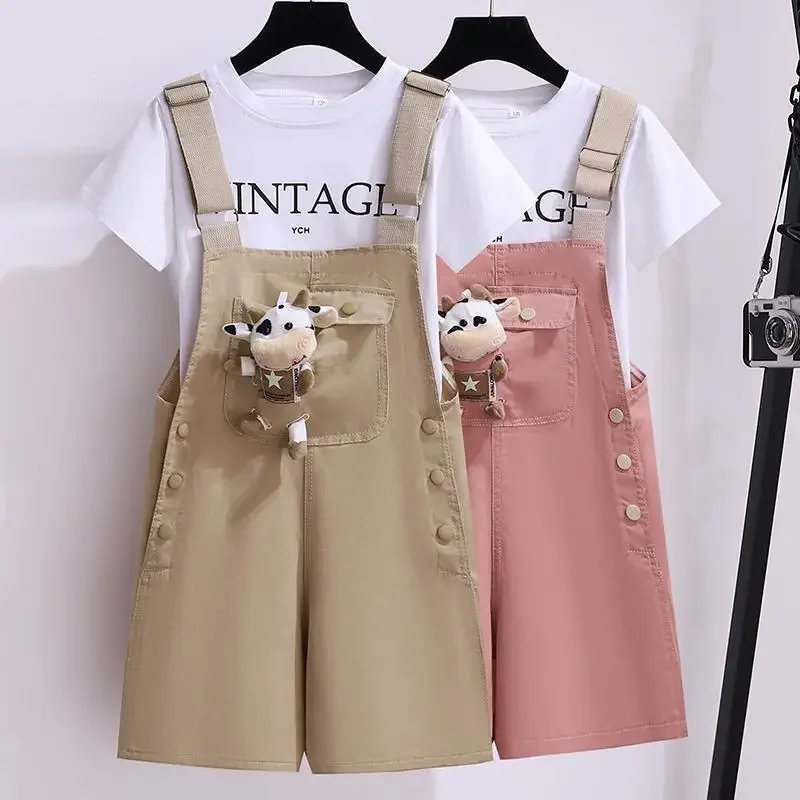 

Girls' 2024 New Summer Online Red Ocean Style Suspender Trousers Children's Summer Clothing Two-Piece Suspender Pants