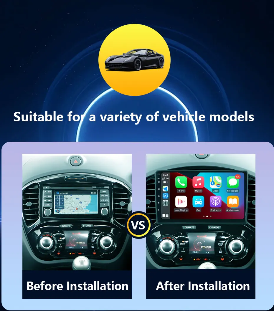 Drahtlose CarPlay Android 15 für Nissan Juke 2011-2016 Auto Radio Video Audio Multimedia Player DSP Stereo GPS Navigation WiFi – Detail 1