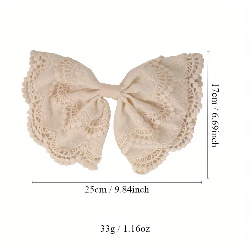 1/2 قطعة الدانتيل الأبيض الأنيق المطرزة القوس مقاطع الشعر خمر الحلو نمط مع نمط الأزهار ، الراقية مزاجه عقال كليب #3