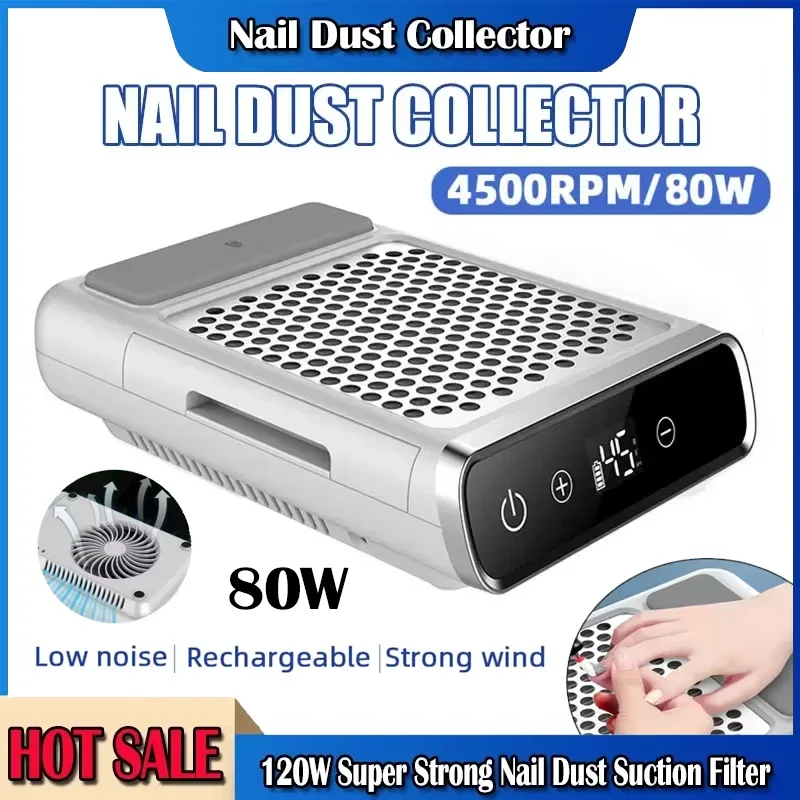 

Мощный пылесборник для ногтей, профессиональный пылесборник для ногтей с многоразовым фильтром, маникюрное оборудование, регулируемая скорость